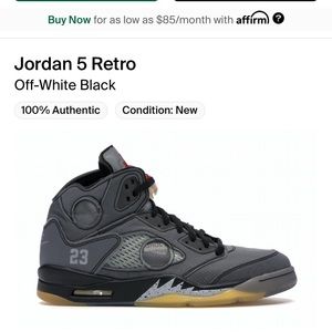 Off-white jordan 5s sails for 300
